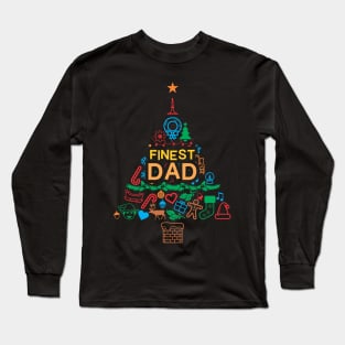 Finest Dad Gift - Xmas Tree 2 - Christmas Long Sleeve T-Shirt